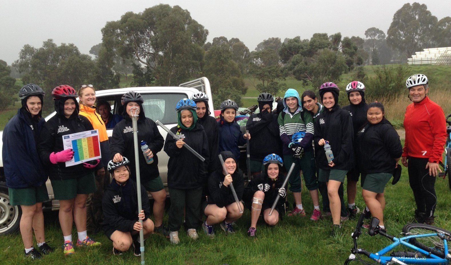 PascoeValeGirls in Fawkner with Bikes in Rain