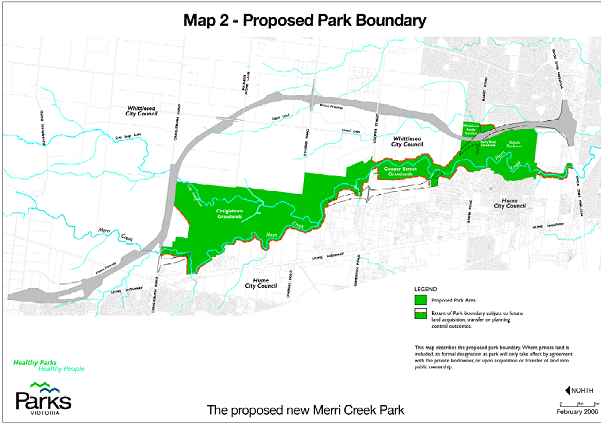 Map of proposed Merri Creek Park