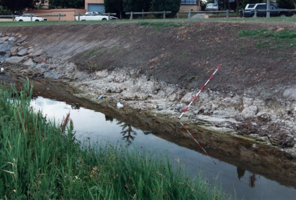 Dolomite nodules between basalt and Melbourne Formation at Edgars Creek, Reservoir, Victoria, Australia