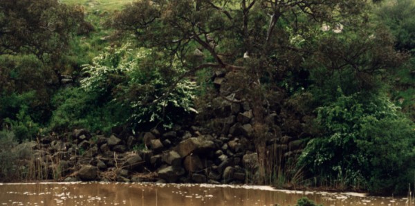 Rockfall on Merri Creek at Summerhill Road, Wollert, Victoria, Australia
